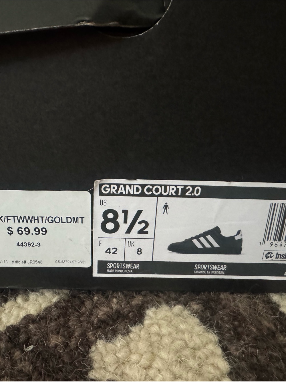 adidas Black Sneakers with White Stripes and Gold Logo - Picture 2 of 4